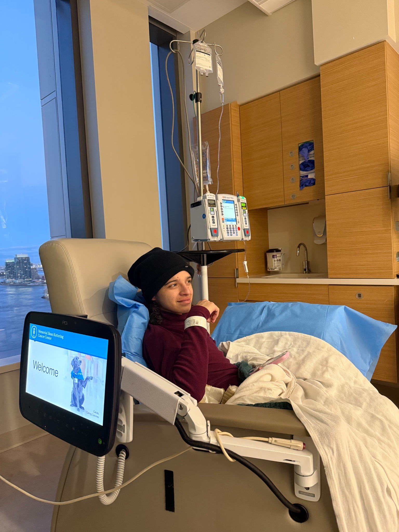 Chase receiving treatment in the hospital